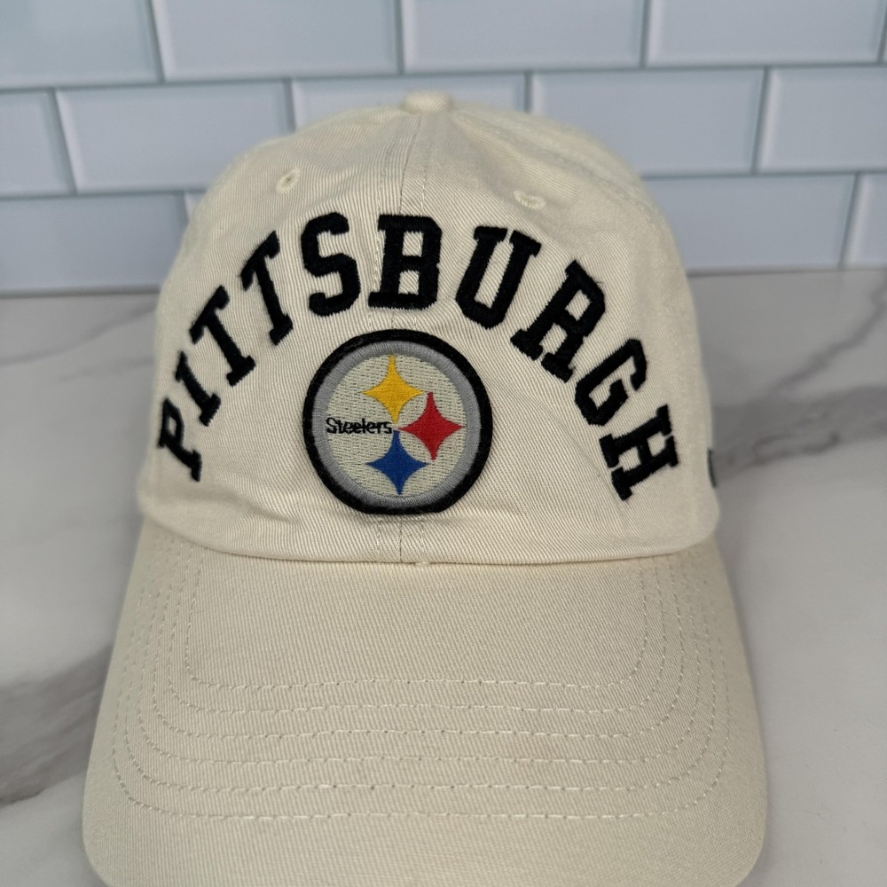 Pittsburgh Steelers Hat Cap Strap Back Mens Jaguars Cream NFL‎ Football Dad 1995 - Picture 2 of 13